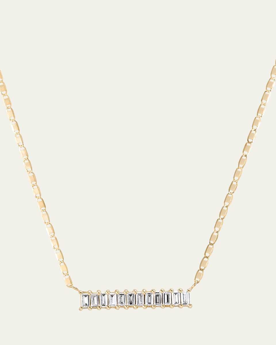 14K Gold Baguette Diamond Bar Pendant Necklace, 0.33 tcw